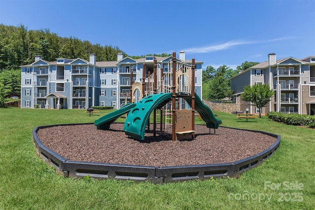 community playground with a lawn
