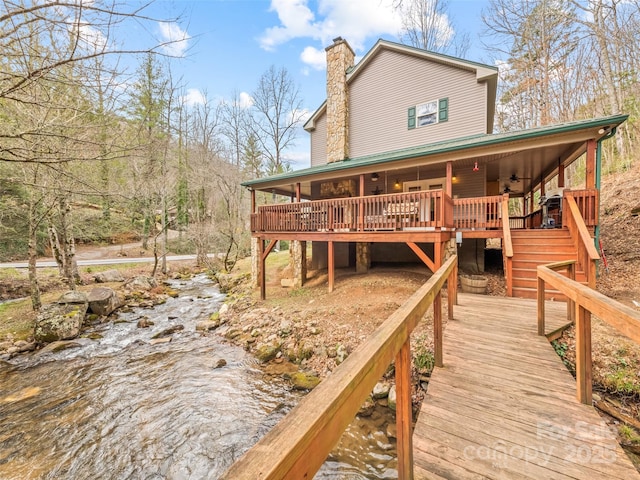 3975 Mountain Creek Rd, Robbinsville, NC 28771 - back of house featuring a chimney and a deck