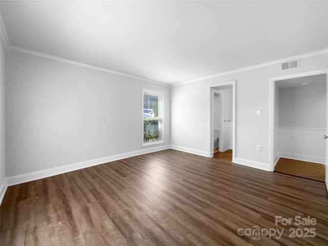 4936 Sardis Rd Unit B, Charlotte, NC 28270 - interior space with dark wood-style floors, visible vents, crown molding, and baseboards
