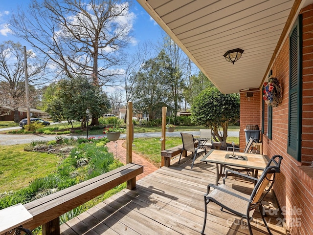 deck with a yard
