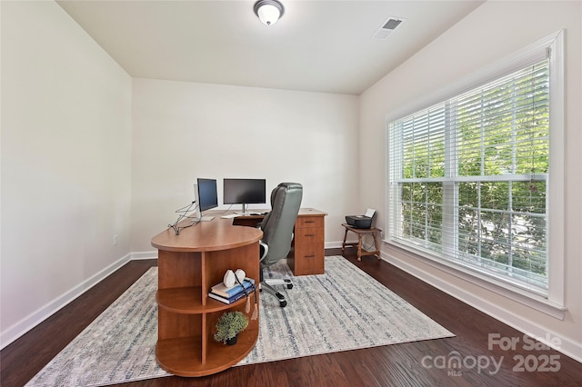 9937 Travertine Trl, Davidson, NC 28036 - office space featuring baseboards and dark wood-type flooring