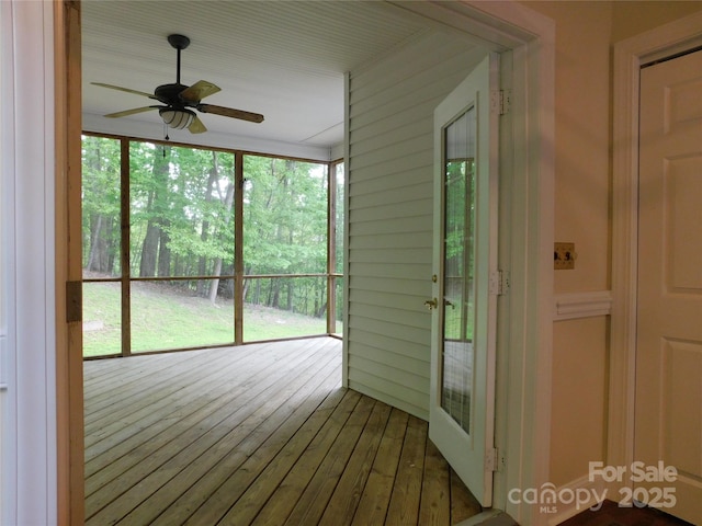 view of unfurnished sunroom