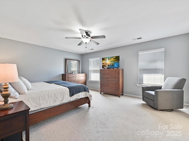 11621 Red Knoll Ln, Pineville, NC 28134 - carpeted bedroom with multiple windows, ceiling fan, and baseboards