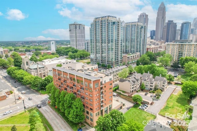 aerial view with a city view