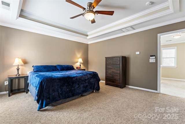 9113 Cinder Ln, Huntersville, NC 28078 - carpeted bedroom featuring a tray ceiling, baseboards, and visible vents