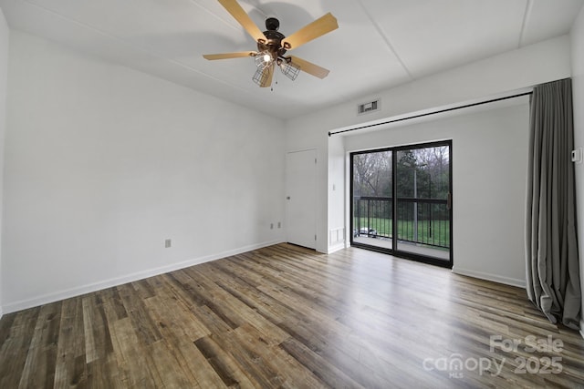 211 Heritage Blvd Unit 301, Fort Mill, SC 29715 - empty room featuring a ceiling fan, visible vents, baseboards, and wood finished floors