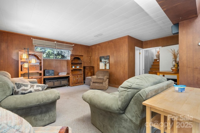 3407 14th Ave SW, Hickory, NC 28602 - carpeted living room with wooden walls