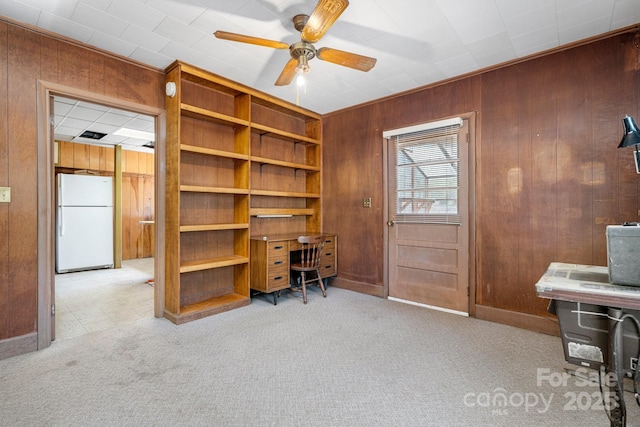 3407 14th Ave SW, Hickory, NC 28602 - carpeted office featuring wood walls and ceiling fan