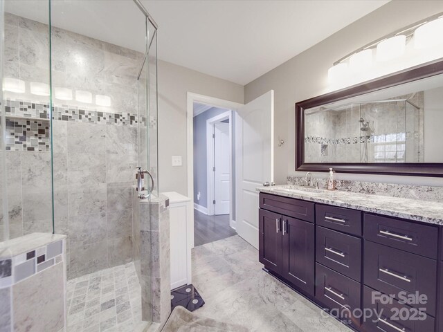 605 Allen Way, Indian Trail, NC 28079 - bathroom with a shower stall and vanity