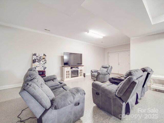 605 Allen Way, Indian Trail, NC 28079 - living room featuring crown molding and baseboards