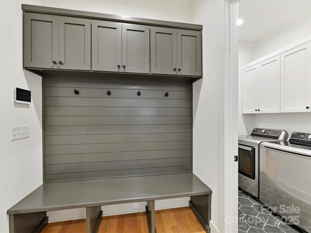 911 Abilene Ln, Fort Mill, SC 29715 - mudroom featuring washing machine and clothes dryer and wood finished floors