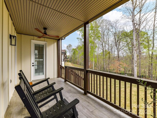 911 Abilene Ln, Fort Mill, SC 29715 - wooden terrace featuring a ceiling fan and a lawn