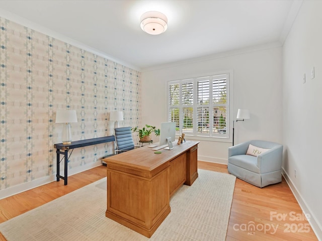 911 Abilene Ln, Fort Mill, SC 29715 - office space with light wood-style floors, baseboards, and crown molding