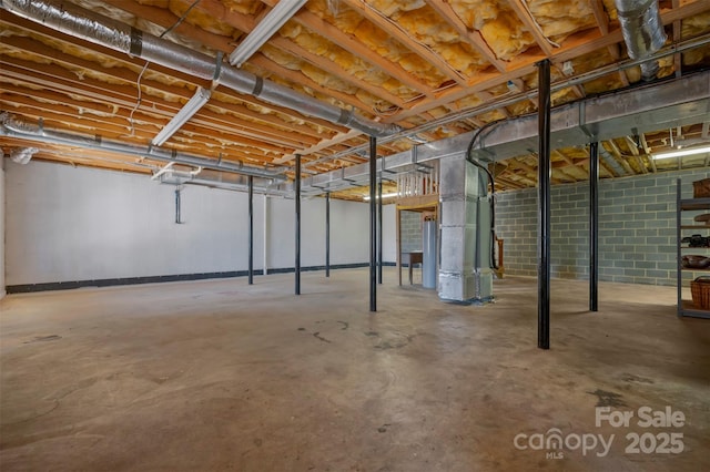 unfinished basement with heating unit