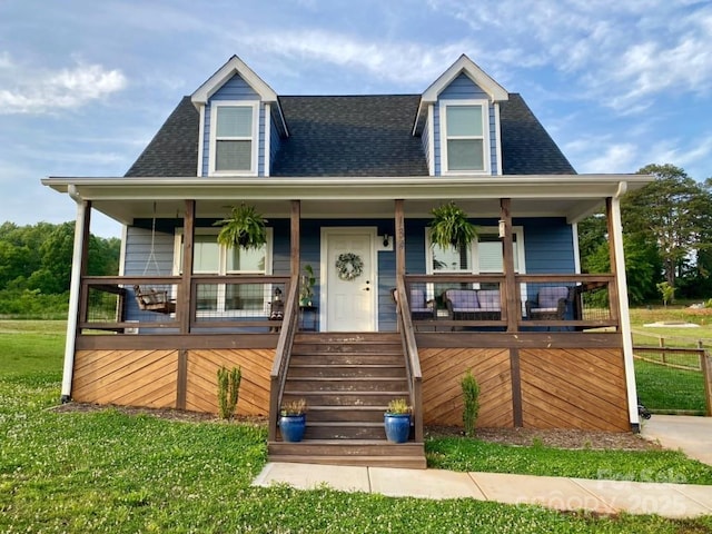 134 Upper Gateway Cir, Rutherfordton, NC 28139 - view of front of home with a porch, a shingled roof, and a front lawn