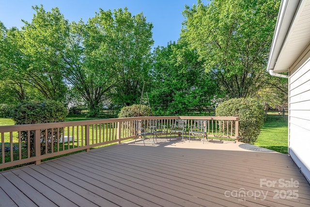 deck with a lawn