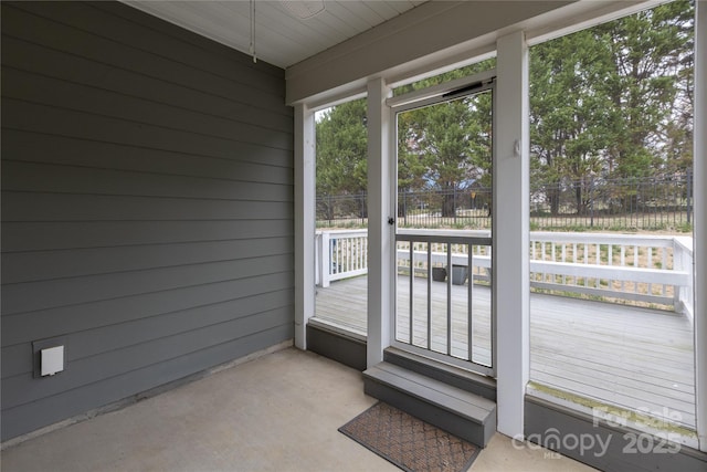 view of unfurnished sunroom