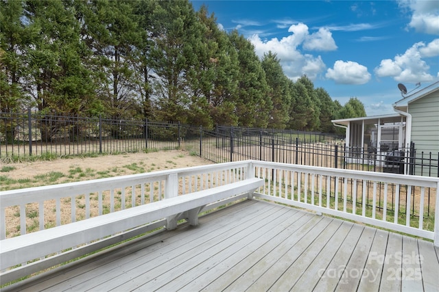 wooden terrace featuring fence private yard
