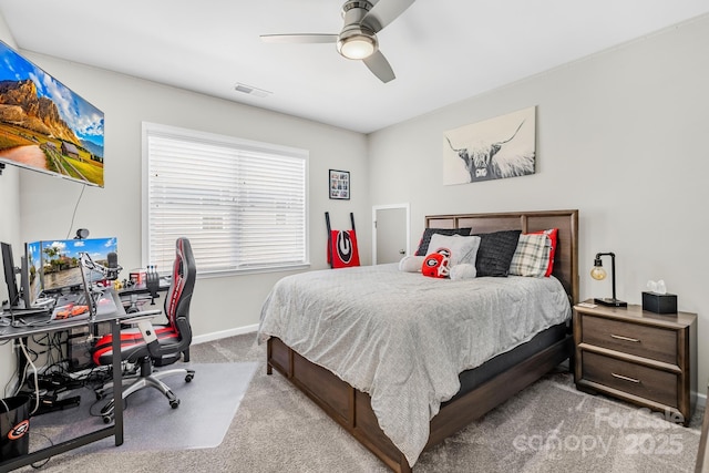 7313 Glenroe Dr, Huntersville, NC 28078 - carpeted bedroom featuring a desk, baseboards, and ceiling fan