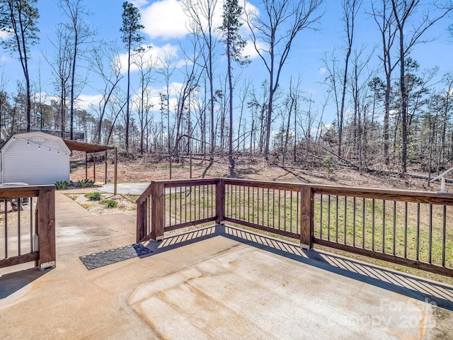 view of patio / terrace featuring an outdoor structure