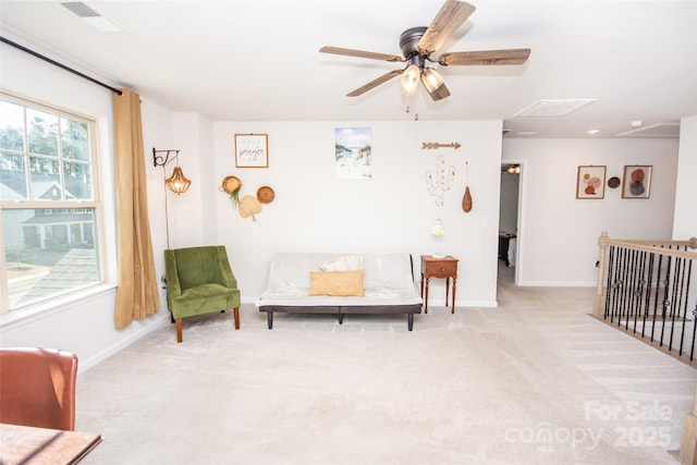 154 Rooster Tail Ln, Troutman, NC 28166 - sitting room with carpet floors, baseboards, and a ceiling fan