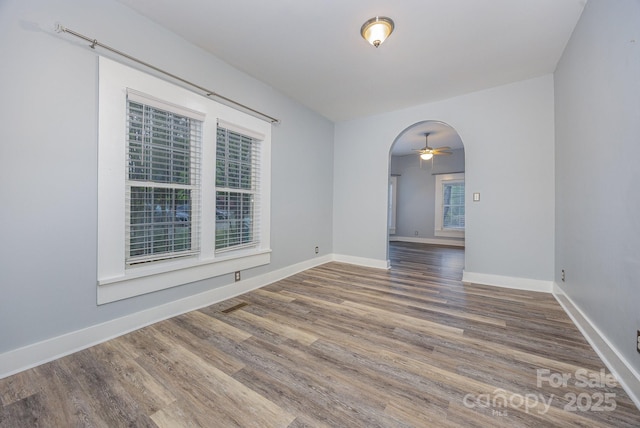 128 Allenton St, Norwood, NC 28128 - unfurnished room featuring baseboards, a ceiling fan, and wood finished floors