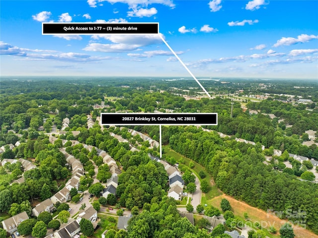 20827 Brinkley St, Cornelius, NC 28031 - view of property location with a heavily wooded area and property boundaries highlighted