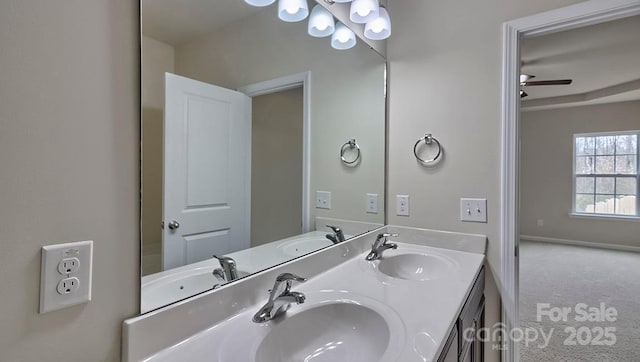 full bathroom with double vanity and a sink