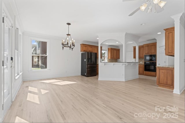 15009 Lisha Ln, Charlotte, NC 28277 - unfurnished living room with recessed lighting, light wood-style flooring, and ornamental molding
