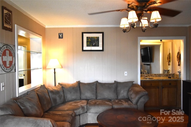 301 Pinnacle Inn Rd Unit 3219, Beech Mountain, NC 28604 - living area with ceiling fan and ornamental molding