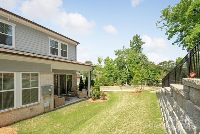 3111 Everly Enclave Way, Charlotte, NC 28210 - view of yard featuring an outdoor living space and a patio area