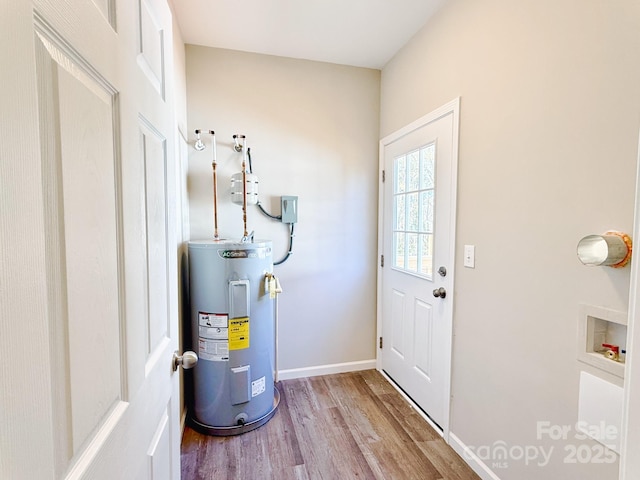utility room with electric water heater