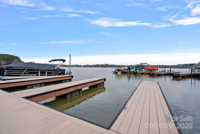 view of dock featuring a water view
