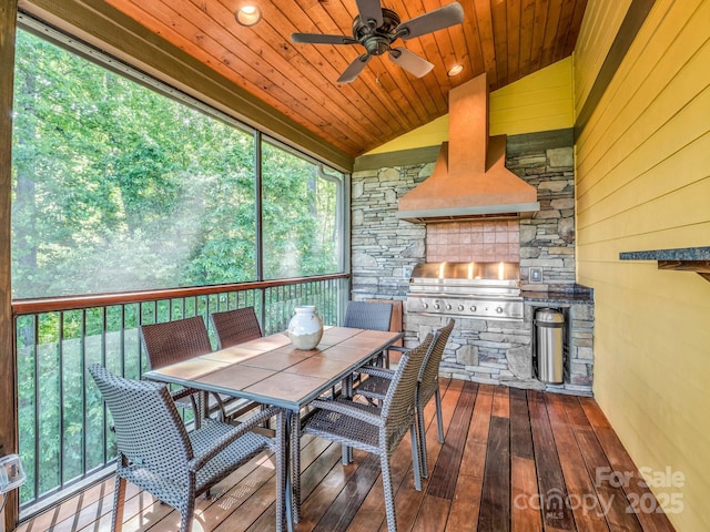 556 High Pines Loop, Lake Lure, NC 28746 - wooden deck featuring a ceiling fan and outdoor dining space