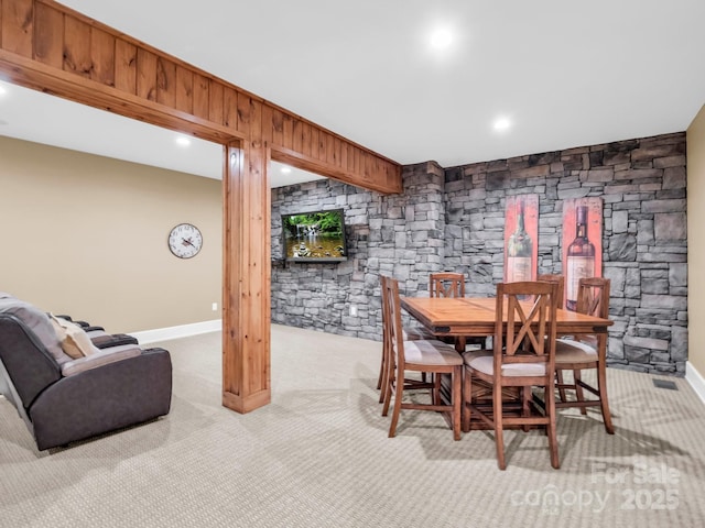 556 High Pines Loop, Lake Lure, NC 28746 - dining area featuring carpet, baseboards, and recessed lighting