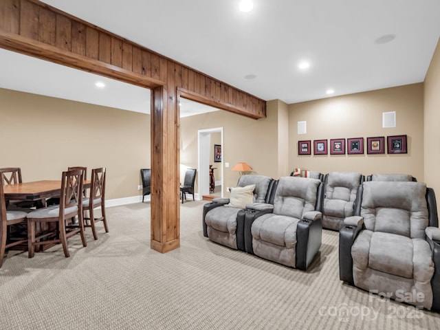 556 High Pines Loop, Lake Lure, NC 28746 - home theater with light colored carpet, recessed lighting, and baseboards