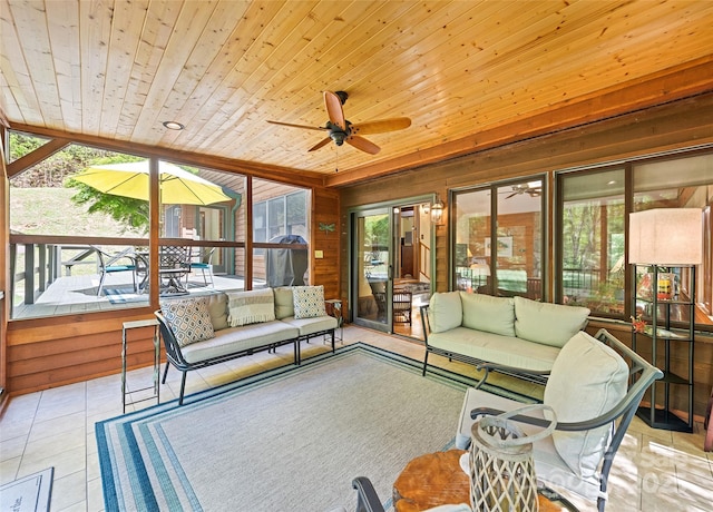 1192 Rockdale Rd, Whittier, NC 28789 - sunroom featuring plenty of natural light, a ceiling fan, and outdoor lounge area