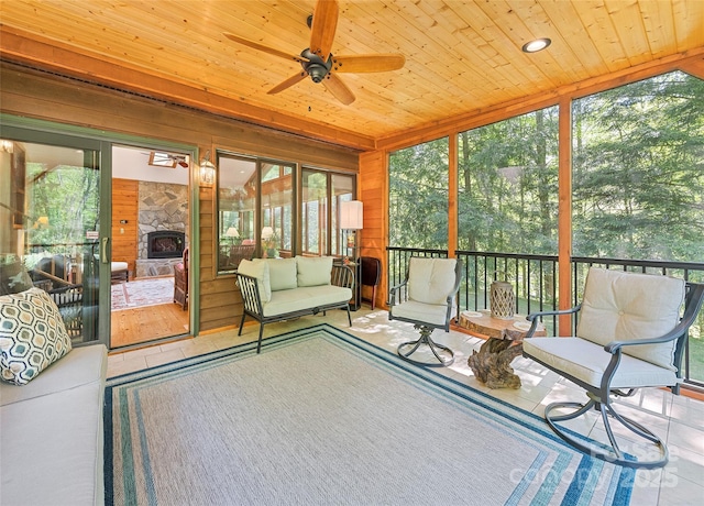 1192 Rockdale Rd, Whittier, NC 28789 - sunroom / solarium with ceiling fan and a wealth of natural light