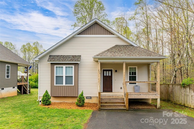 220 Mount Allen Heights, Black Mountain, NC 28711 - bungalow-style home with a shingled roof, a porch, and crawl space