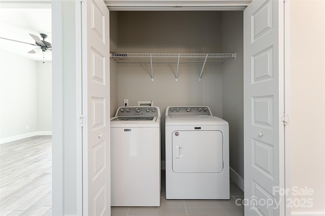 220 Mount Allen Heights, Black Mountain, NC 28711 - laundry room with separate washer and dryer, a ceiling fan, and light wood-style flooring