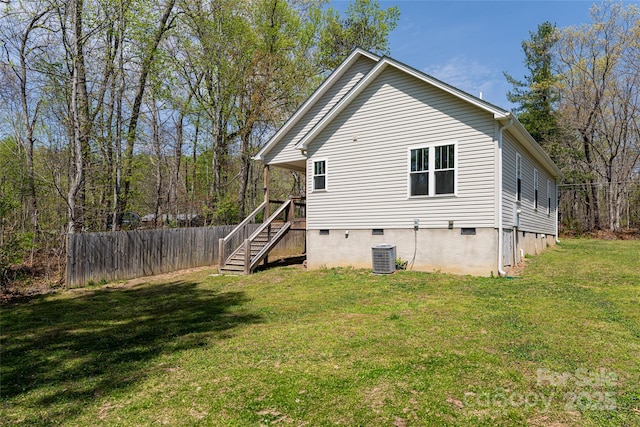 220 Mount Allen Heights, Black Mountain, NC 28711 - back of house with crawl space and stairway