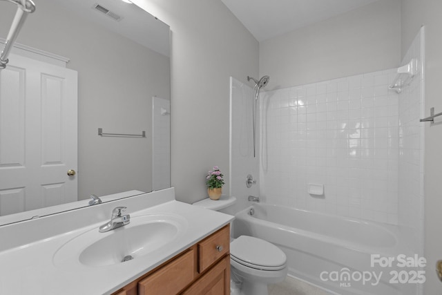 9652 Alma Blount Blvd, Charlotte, NC 28277 - bathroom with vanity, shower / bath combination, toilet, tile patterned flooring, and visible vents