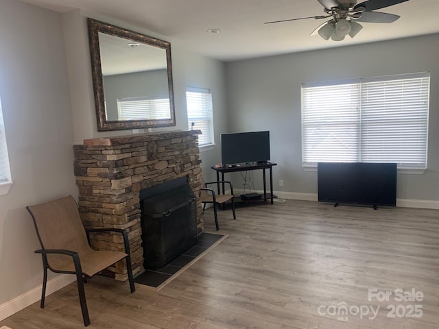 119 Tryon View Dr, Flat Rock, NC 28731 - sitting room featuring wood finished floors, a ceiling fan, and baseboards