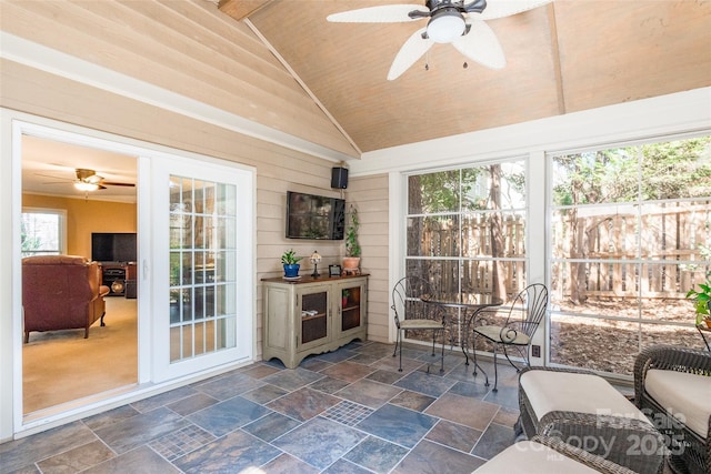 10028 Bora Bora Dr, Tega Cay, SC 29708 - sunroom with outdoor dining area and a ceiling fan
