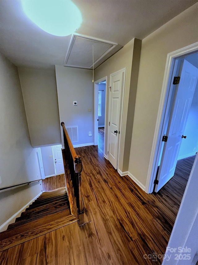 443 Silversmith Ln, Charlotte, NC 28270 - stairs with attic access, wood finished floors, and baseboards