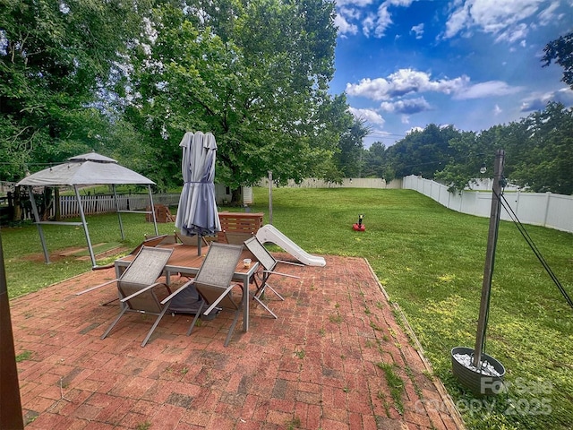 443 Silversmith Ln, Charlotte, NC 28270 - view of patio featuring a gazebo and outdoor dining space