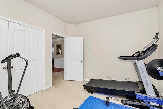 7925 Woodmere Dr, Harrisburg, NC 28075 - workout room with light colored carpet and baseboards