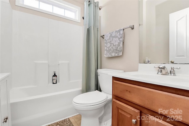 7925 Woodmere Dr, Harrisburg, NC 28075 - full bathroom featuring toilet, tile patterned floors, vanity, and shower / tub combo