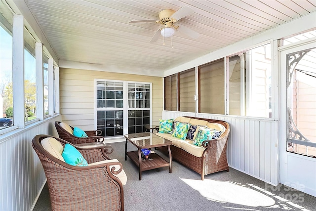 7925 Woodmere Dr, Harrisburg, NC 28075 - sunroom / solarium with a ceiling fan and an outdoor living space