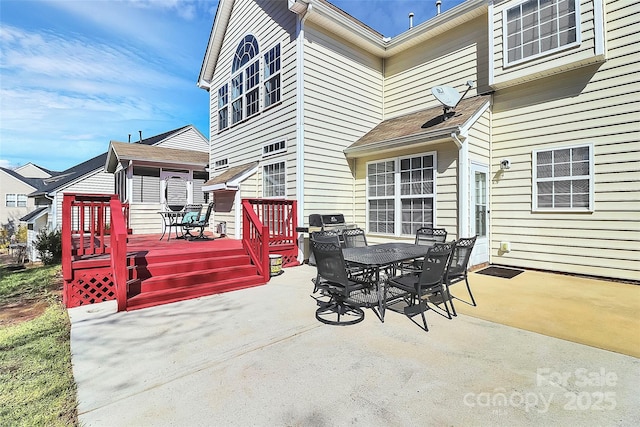 7925 Woodmere Dr, Harrisburg, NC 28075 - view of patio / terrace with outdoor dining area and a wooden deck